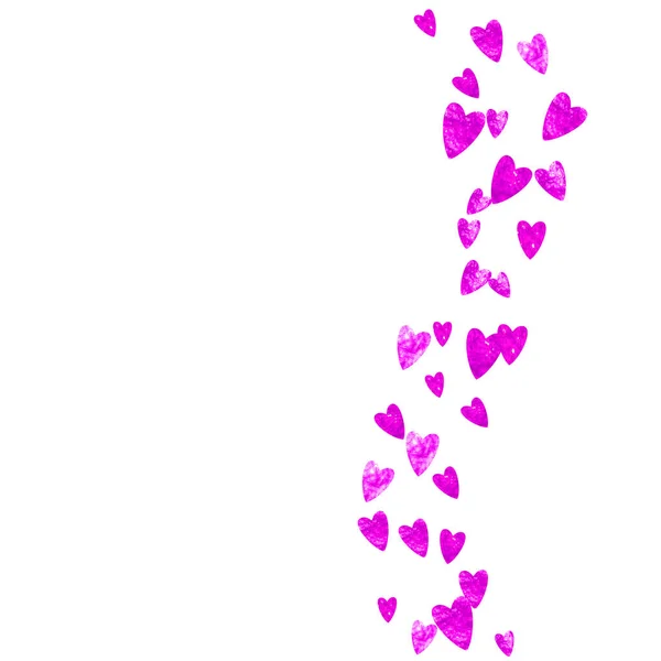 Valentijnsdag Grens Met Roze Glitter Hartjes Februari Dag Vector Confetti — Stockvector