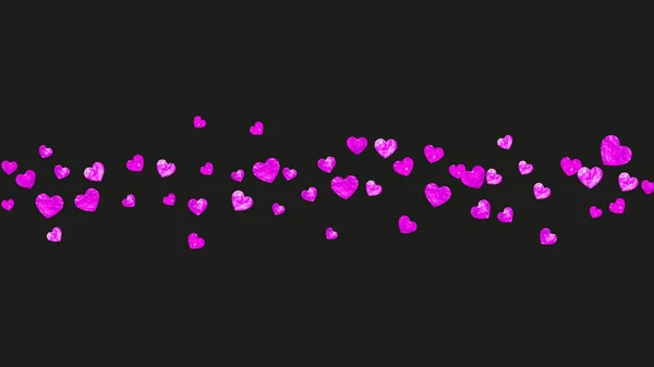 情人节卡片上有粉色闪光的心 2月14日情人节卡片模板的向量Confetti 手绘手绘纹理 派对邀请 零售和广告的主题 — 图库矢量图片