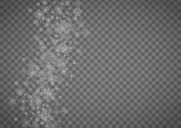 Flocons Neige Isolés Sur Fond Gris Transparent Neige Argentée Conception — Image vectorielle