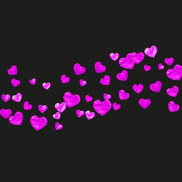 Heart Confetti Background Pink Glitter Valentines Day Vector Frame Hand — Stock Vector