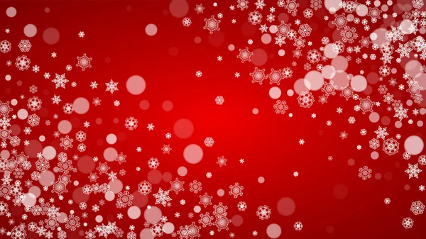 Fondo Navidad Con Copos Nieve Blancos Sobre Fondo Rojo Colores — Vector de stock