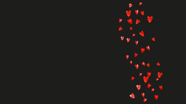 Herz Konfetti Hintergrund Mit Rosa Glitzern Valentinstag Vektorrahmen Handgezeichnete Textur — Stockvektor