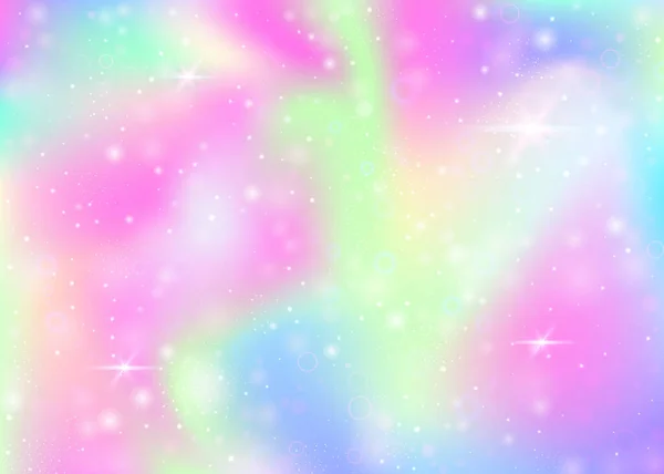 Magische Achtergrond Met Regenboog Gaas Kleurrijke Universum Banner Prinses Kleuren — Stockvector