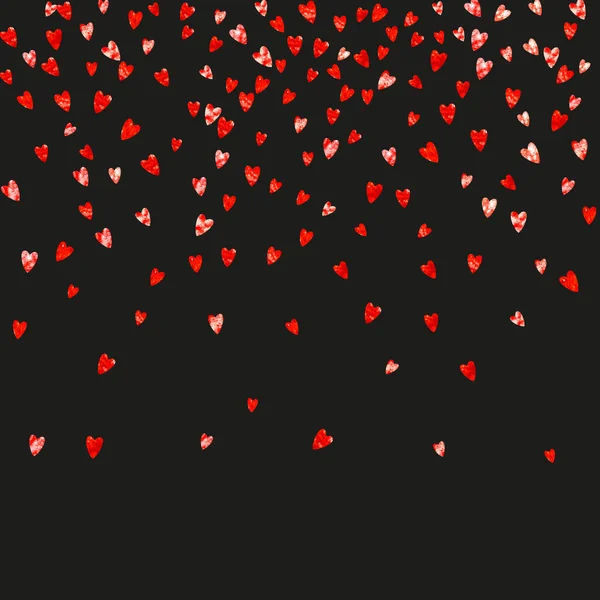 Walentynkowe Tło Różowym Brokatowym Sercem Lutego Dzień Wektorowe Konfetti Walentynkowego — Wektor stockowy
