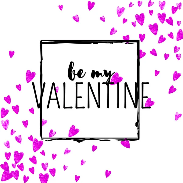 Valentijnskaart Met Roze Glitterhartjes Februari Vector Confetti Voor Valentijnskaart Sjabloon — Stockvector