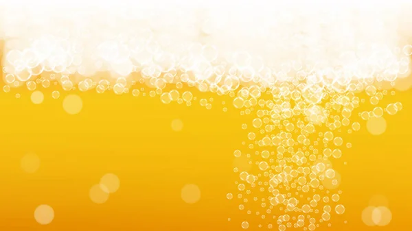 啤酒背景 牛皮纸喷溅 Oktoberfest泡沫 巴布横幅模板 新的一品脱啤酒与现实的白色泡沫 带有啤酒背景的橙杯冷饮 — 图库矢量图片