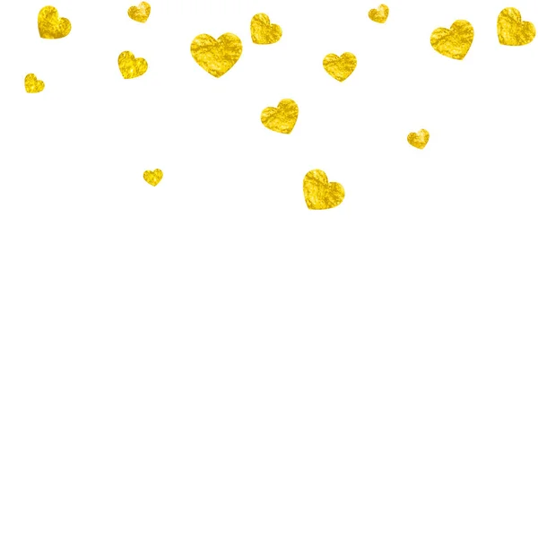 Alla Hjärtans Dag Kort Med Guld Glitter Hjärtan Februari Vektor — Stock vektor