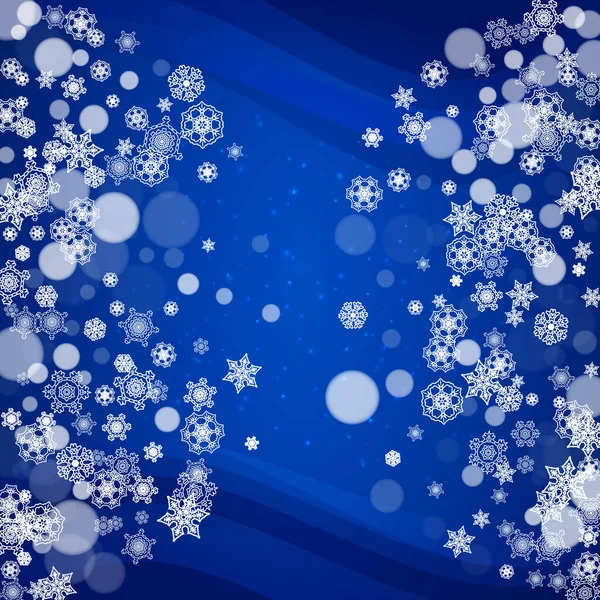 Cadre Flocons Neige Sur Fond Bleu Avec Scintillements Joyeux Noël — Image vectorielle