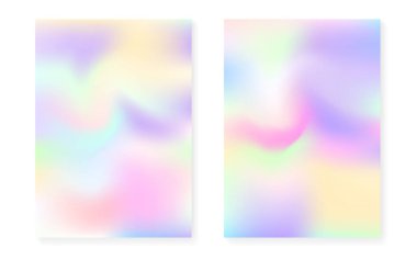 Holografik grafiksel arkaplan hologram kapaklı. 90 'lar, 80' ler modası. Tahta, sunum, afiş ve broşür için yanardöner grafik şablonu. Retro minimal holografik gradyan.