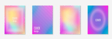 Minimum moda kaplama şablonu ayarlandı. Yarım tonlu fütürist düzen. Kitap, katalog ve yıllık için geometrik kapak şablonu. Minimalist renkli gradyanlar. Soyut iş illüstrasyonu.