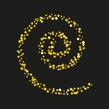 Arkaplanda noktalar olan altın parıltısı konfetileri. Işıltılı ve parıltılı parlak pullar. Tebrik kartı, düğün öncesi parti ve davetiye için altın parıltılı konfeti şablonu.