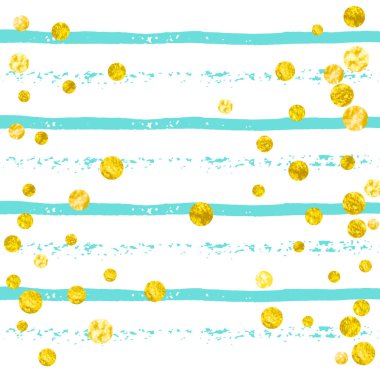 Turkuaz şeritli düğün simleri konfetisi. Metalik pırıltılı ve parıltılı sekolar. Parti davetiyesi, etkinlik afişi, broşürü, doğum günü kartı için altın parıltılı tasarım..