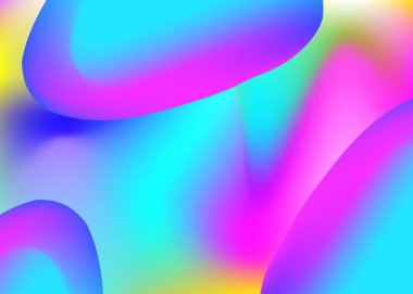 Sıvı şekilli. Canlı gradyan örgüsü. Modern modayla birlikte holografik 3d arkaplan. Geometrik sertifika, el ilanı kompozisyonu. Sıvı dinamik elementlerle akışkan şekil arkaplanı.