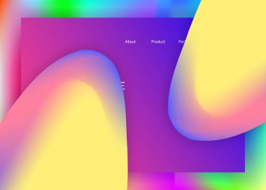 İniş sayfası. Canlı gradyan örgüsü. Modern modayla birlikte holografik 3d arkaplan. İş ekranı, afiş çerçevesi. Sıvı dinamik elementler ve sıvı şekilli iniş sayfası.