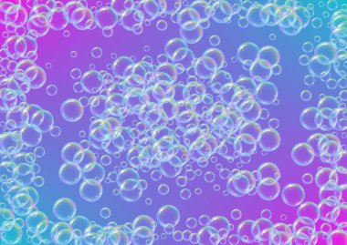 Değişken arkaplanda köpük temizleniyor. Gerçekçi su kabarcıkları 3 boyutlu. Şampuan köpüklü serin gökkuşağı renkli sıvı köpük. Yatay kozmetik broşür ve davetiye. Banyo ve duş için sabun köpüğü temizliyorum..