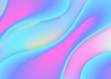 Sıvı elementler. Canlı bir davet, poster kompozisyonu. Canlı gradyan örgüsü. Modern modayla birlikte holografik 3d arkaplan. Dinamik şekilleri ve sıvısı olan sıvı elementler.