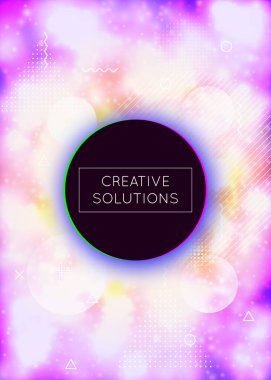 Sıvı neon şekilli floresan kaplama. Mor sıvı. Bauhaus gradyanı ile parlak bir arkaplan. Kitap için grafiksel şablon, yıllık, mobil arayüz, web uygulaması. Güneş patlaması floresan kapağı.