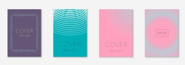 Soyut kapaklar ayarlandı. Yarım ton eğimli asgari trend vektörü. Broşür, poster, broşür ve davetiye için geometrik gelecek şablonu. Minimalist renkli kapak. Soyut şekiller illüstrasyon.