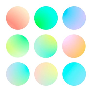 Yuvarlak soyut arka planlara sahip modern gradyan kümesi. Takvim, broşür, davetiye ve kartlar için renkli sıvılar. Modaya uygun yumuşak renk. Ekranlar ve mobil uygulama için modern gradyan seti olan şablon