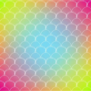 Moda eğilimli arka planda deniz kızı ölçeği. Deniz kızı süsüsüyle kare arkaplan. Parlak renk değişimi. Balık kuyruğu afişi ve davetiye. Su altı ve deniz deseni. Gökkuşağı renkleri.