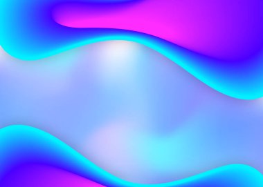 Sıvı sıvı. Renkli afiş, duvar kağıdı kompozisyonu. Canlı gradyan örgüsü. Modern modayla birlikte holografik 3d arkaplan. Dinamik elementler ve şekillerle sıvı arkaplan.