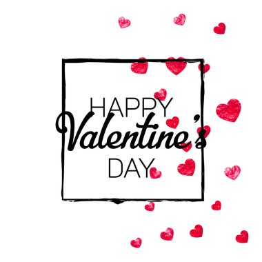 Kırmızı kalpli sevgililer günü kartı mı? 14 Şubat. Sevgililer Günü kartı şablonu için vektör konfetisi. Grunge el çizimi dokusu. İlan için aşk teması, özel iş teklifi, tanıtım.