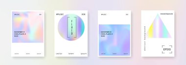 Geometrik kaplama seti. Soyut arka planlar. Gradyan ağ doksanlı, seksenlerin retro tarzıyla gelecekçi geometrik kaplama. Pankart, sunum, pankart, broşür için yanardöner grafik şablonu.