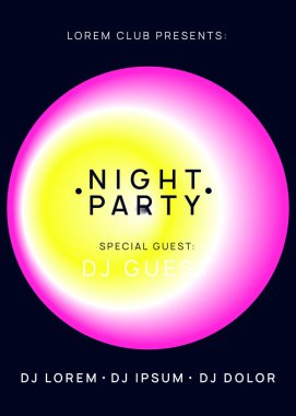 Yaz müziği. Akışkan holografik gradyan şekil ve çizgi. Parlak elektro şov dergisi tasarımı. Elektronik ses. Gece dansı yaşam tarzı tatili. Yaz müziği için afiş ve broşür.