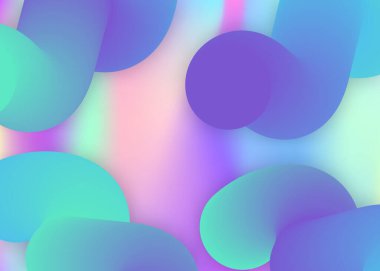 Sıvı şekilli. Modern modayla birlikte holografik 3d arkaplan. Canlı gradyan örgüsü. Psikedelik kitap, afiş tasarımı. Sıvı dinamik elementlerle akışkan şekil arkaplanı.