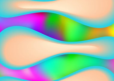 Sıvı arkaplan. Canlı rapor, davetiye düzeni. Canlı gradyan örgüsü. Modern modayla birlikte holografik 3d arkaplan. Sıvı dinamik elementler ve şekillerle akışkan arkaplan.