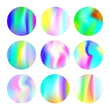 Hologram soyut arkaplan oluşturuldu. Hologramlı çok renkli arkaplan. 90 'lar, 80' ler modası. Pankart, uçucu, kapak, mobil arayüz, web uygulaması için yanardöner grafik şablonu.