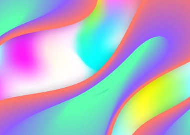 Sıvı arkaplan. Canlı gradyan örgüsü. Modern modayla birlikte holografik 3d arkaplan. Moleküler pankart, poster kompozisyonu. Sıvı dinamik elementler ve şekillerle akışkan arkaplan.