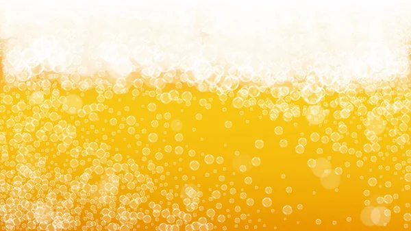 啤酒节背景和现实的泡沫 酒吧和酒吧菜单设计 横幅和传单用清凉液体饮料 黄色水平啤酒节背景为泡沫 酿酒厂设计的新鲜啤酒杯 — 图库矢量图片