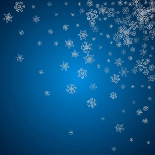 銀の霜の雪の結晶と新年の背景 雪の背景 休日のバナー カードのためのスタイリッシュな新年の背景 季節の特別オファーや販売のための輝きとフレークで雪が降る — ストックベクタ