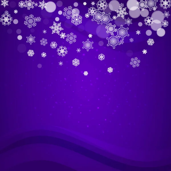 Bannière Flocons Neige Avec Neige Ultraviolette Nouvel Toile Fond Cadre — Image vectorielle