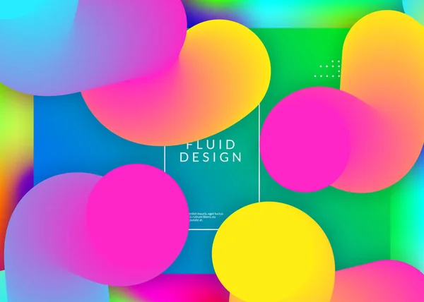 Liquid Fluid Holographic Backdrop Modern Trendy Blend Psychedelic Screen Composition — Stock Vector