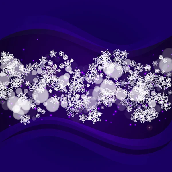 Winter Frame Ultra Violet Snowflakes New Year Snowy Backdrop Snow — Stock Vector