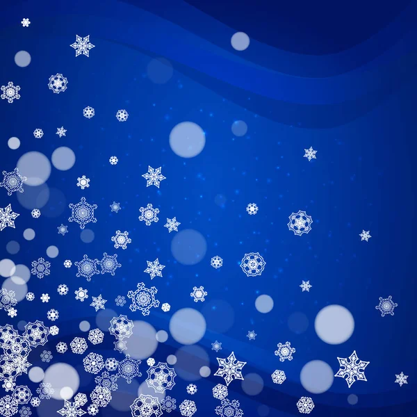 Снежинки Рамка Голубом Фоне Блестками Рождеством Новым Годом Падающие Снежинки — стоковый вектор