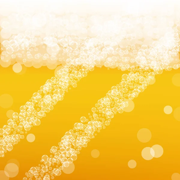 啤酒背景与现实的泡沫 酒吧和酒吧菜单设计 横幅和传单用清凉液体饮料 黄色方块啤酒背景 白色泡沫泡沫 酿酒厂设计用冷饮啤酒 — 图库矢量图片