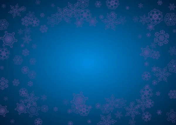 紫外線の雪片と冬の境界 チラシ ギフトカード パーティー招待状 小売オファーや広告のための雪のフレーム クリスマスの流行の背景 冬休みの国境だ 新年の霜の背景 — ストックベクタ