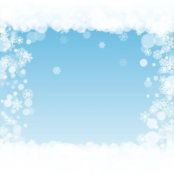 Zimowa Rama Białymi Płatkami Śniegu Boże Narodzenie Nowy Rok Wakacyjna — Wektor stockowy