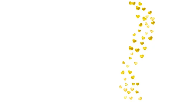 Bridal Shower Background Gold Glitter Hearts Valentine Day Vector Confetti — Stock Vector