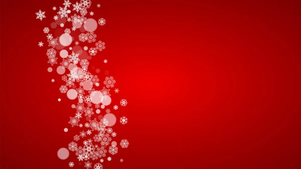 Fondo Navidad Con Copos Nieve Blancos Sobre Fondo Rojo Colores — Archivo Imágenes Vectoriales