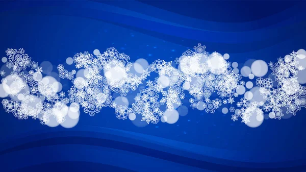 Borde Nieve Con Copos Nieve Blancos Sobre Fondo Horizontal Invierno — Vector de stock