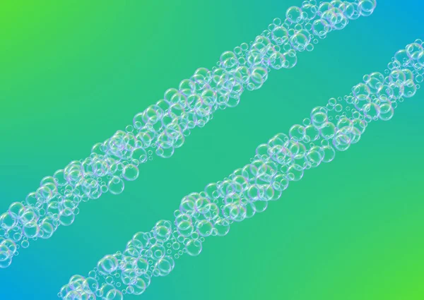 Shampoo Bubbels Gradiënt Achtergrond Realistische Waterbellen Koel Vloeibaar Schuim Met — Stockvector