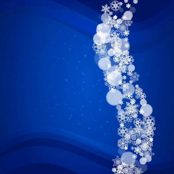 Bordure Nouvel Avec Des Flocons Neige Blancs Sur Fond Hiver — Image vectorielle