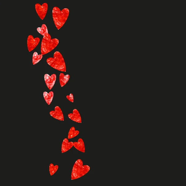 赤い輝きの心を持つバレンタインの背景 2月14日 バレンタインバックグラウンドテンプレート用ベクトルコンフェッティ 手描きの質感をグランジ ポスター ギフト券 バナーのための愛のテーマ — ストックベクタ