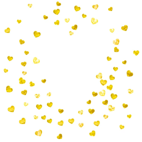 情人节卡片 金光闪闪的心 2月14日情人节卡片模板的向量Confetti 手绘手绘纹理 爱的主题为传单 特别的商业机会 — 图库矢量图片