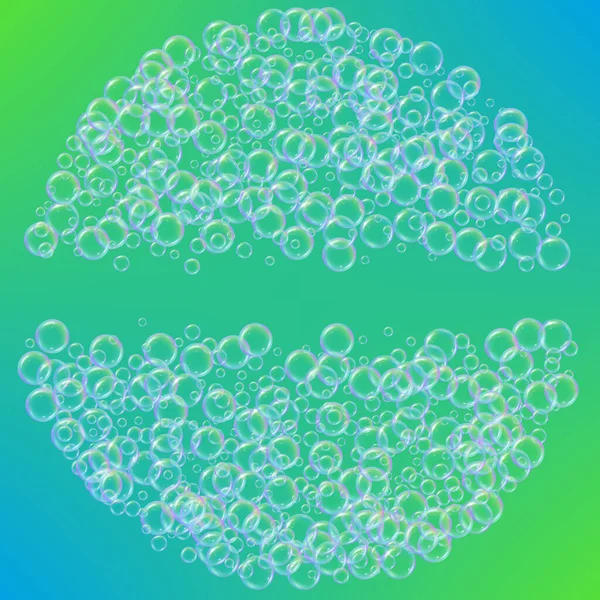 Шампунь Пузырьки Градиентном Фоне Реалистичные Пузыри Воды Холодная Радужная Жидкая — стоковый вектор