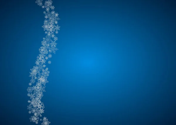 銀の霜の雪の結晶と新年の背景 水平方向の背景 休日のバナー カードのためのスタイリッシュな新年の背景 季節の特別オファーや販売のための輝きとフレークで雪が降る — ストックベクタ
